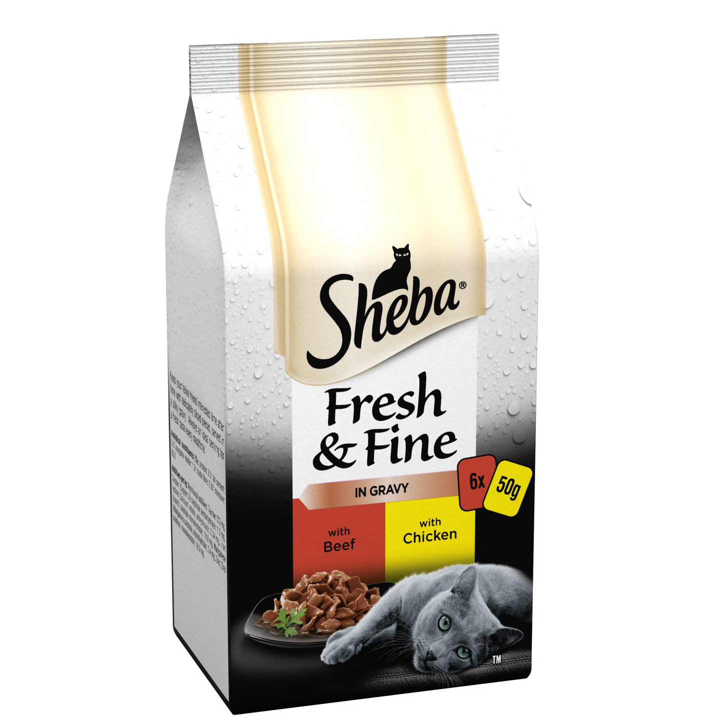 Sheba Fresh & Fine Adult Beef & Chicken in Gravy Pouches 6 x 50g