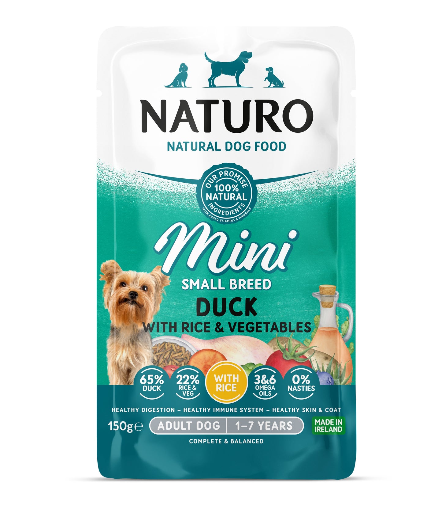 Naturo Adult Mini Duck with Rice & Veg Pouches 150g