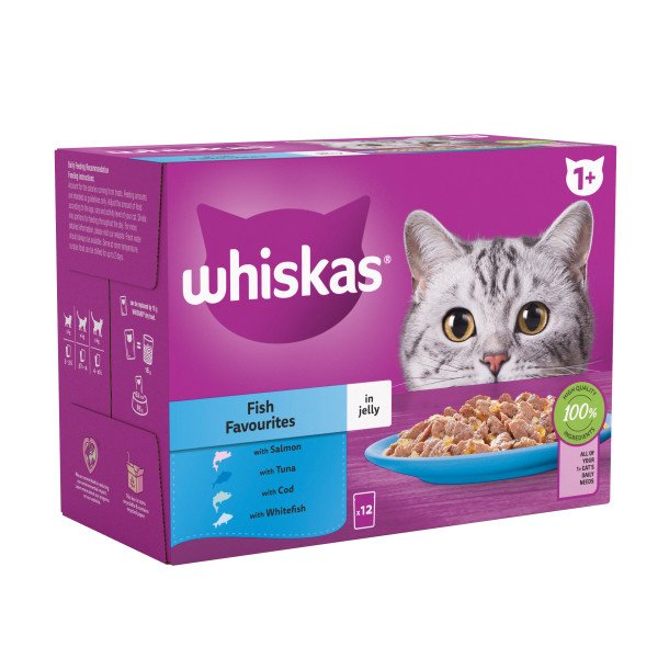 Whiskas Adult 1+ Fish Favourites in Jelly Pouches 12 x 85g