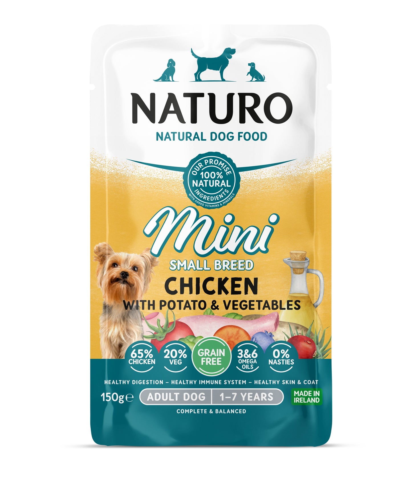 Naturo Adult Mini Grain Free Chicken with Potato & Veg Pouches 150g