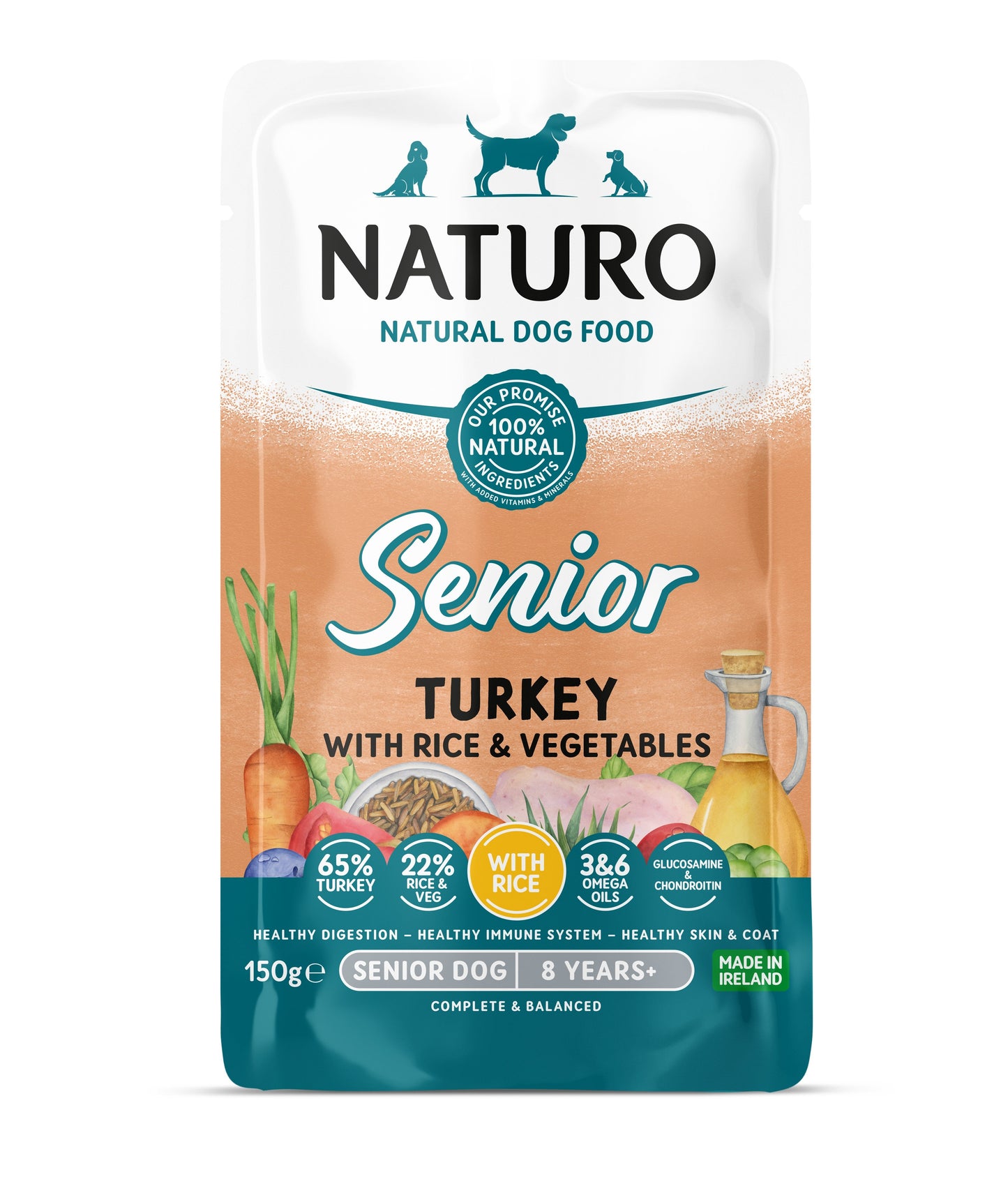 Naturo Senior Dog Turkey with Rice & Veg Pouches 150g