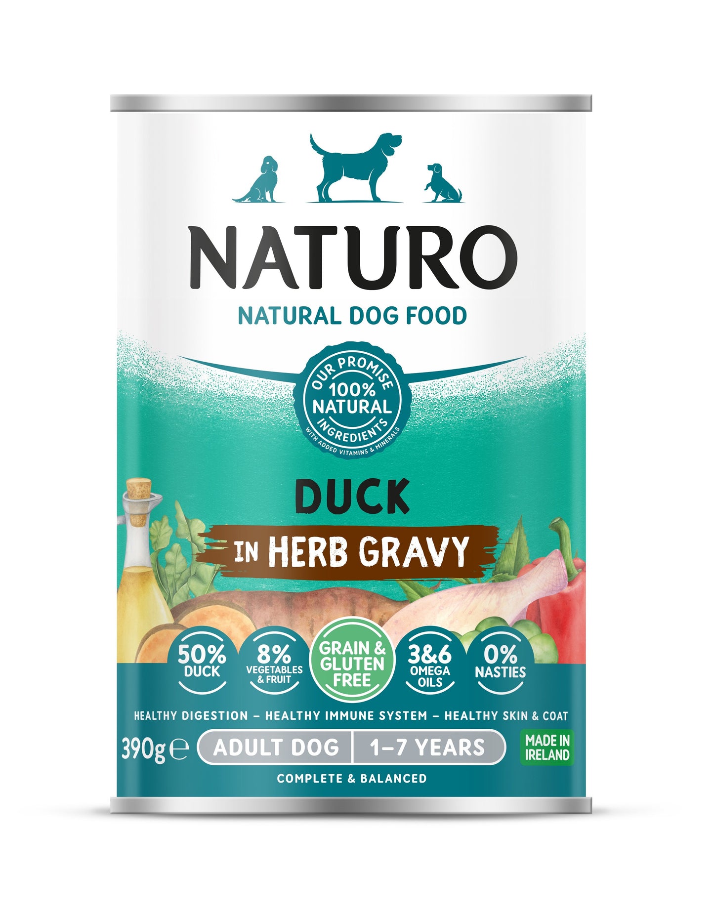 Naturo Adult Grain & Gluten Free Duck in Herb Gravy Tins 390g