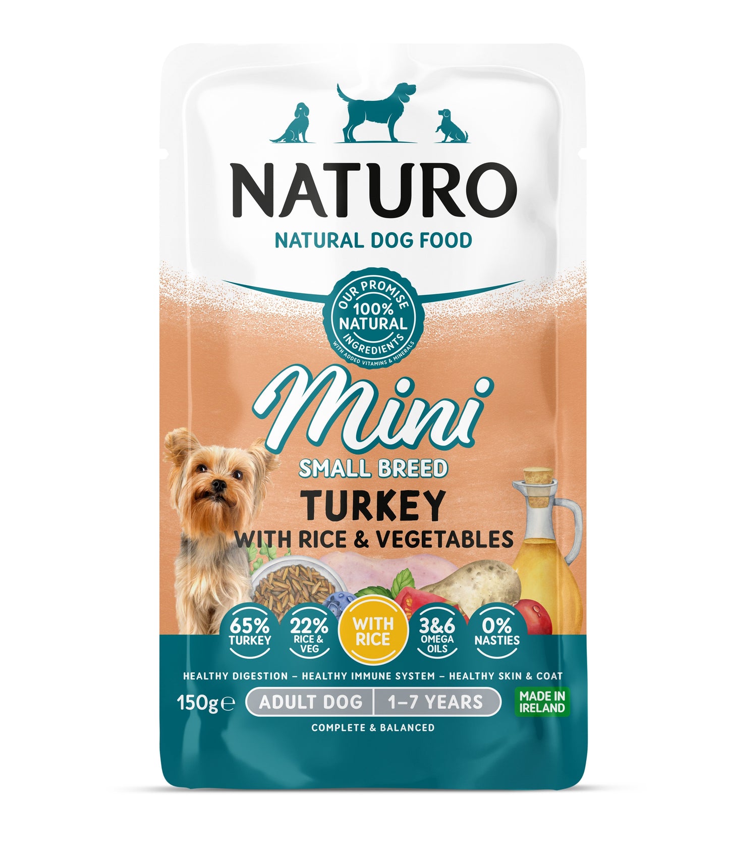 Naturo Adult Mini Turkey with Rice & Veg Pouches 150g