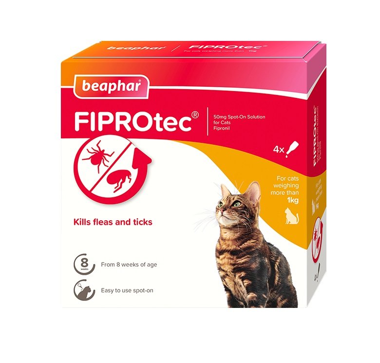Beaphar FIPROtec Flea & Tick Spot On for Cats 4 pipettes