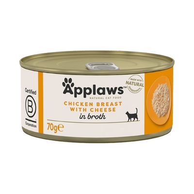 Applaws Cat Chicken Breast with Cheese in Broth Tins 70g