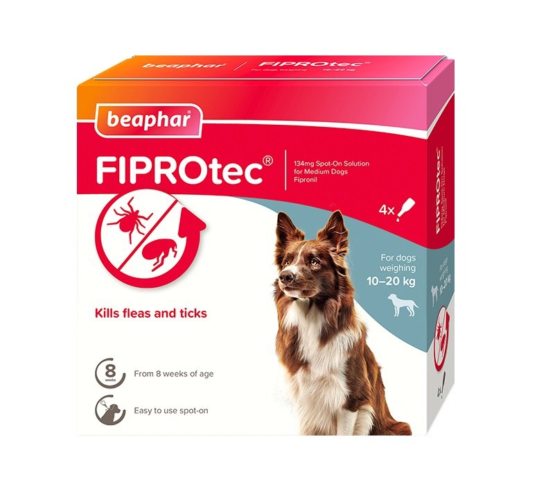 Beaphar FIPROtec Flea & Tick Spot On for Medium Dogs (10-20kg) 4 pipettes