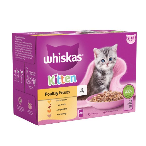 Whiskas Kitten 2-12 month Poultry Feasts in Jelly 12 x 85g