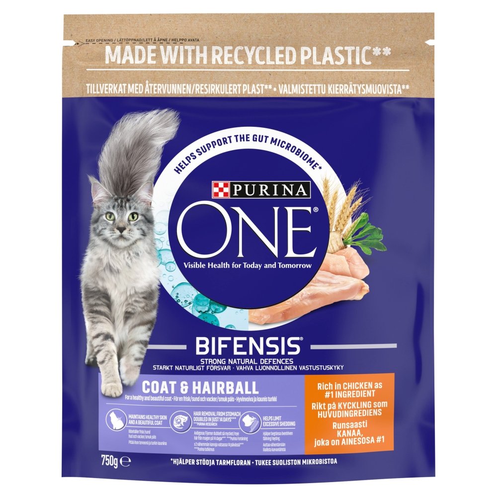 Purina One Adult Cat Coat and Hairball Chicken 750g