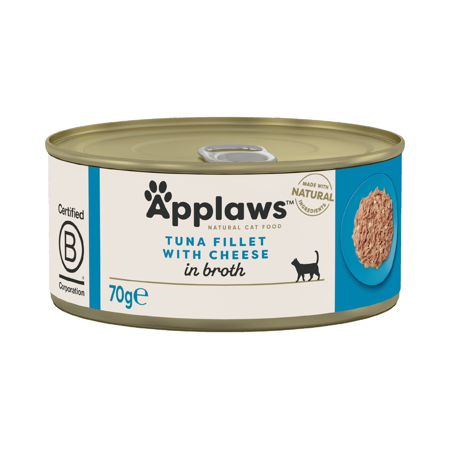 Applaws Cat Tuna Fillets with Cheese in Broth Tins 70g