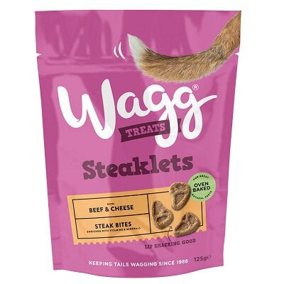 Wagg Steaklets Steak Bites with Beef & Cheese Treats 125g