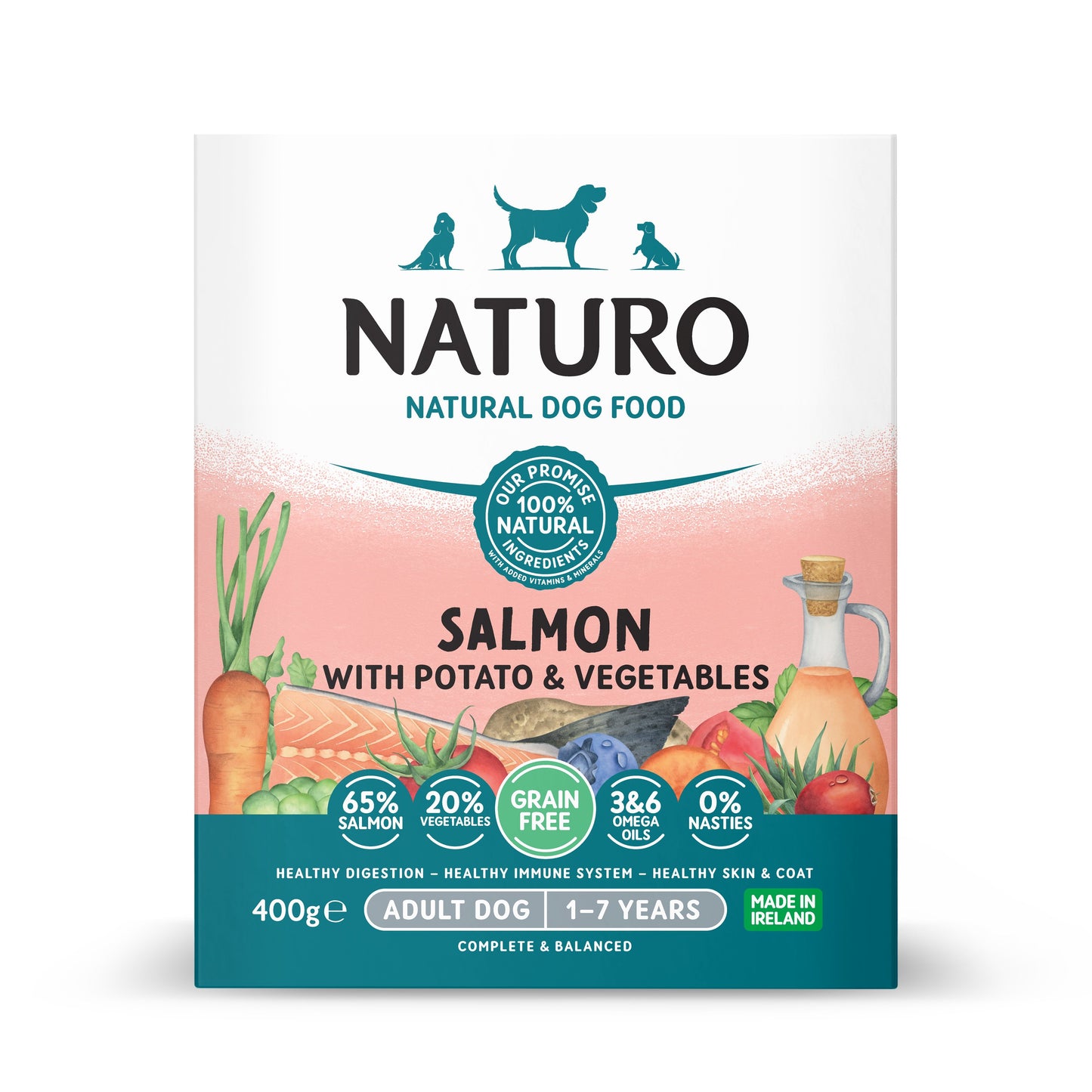 Naturo Adult Grain Free Salmon with Potato & Veg Trays 400g