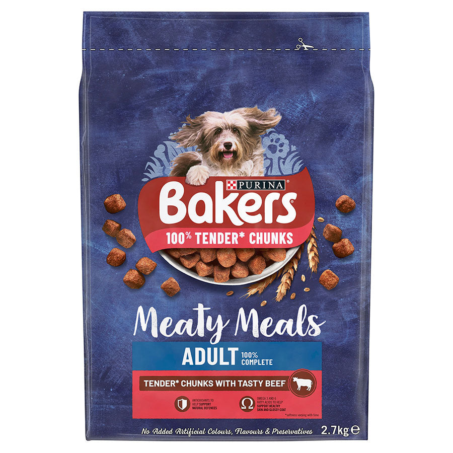 Bakers Meaty Meals Adult Dry Dog Food Beef 2.7kg