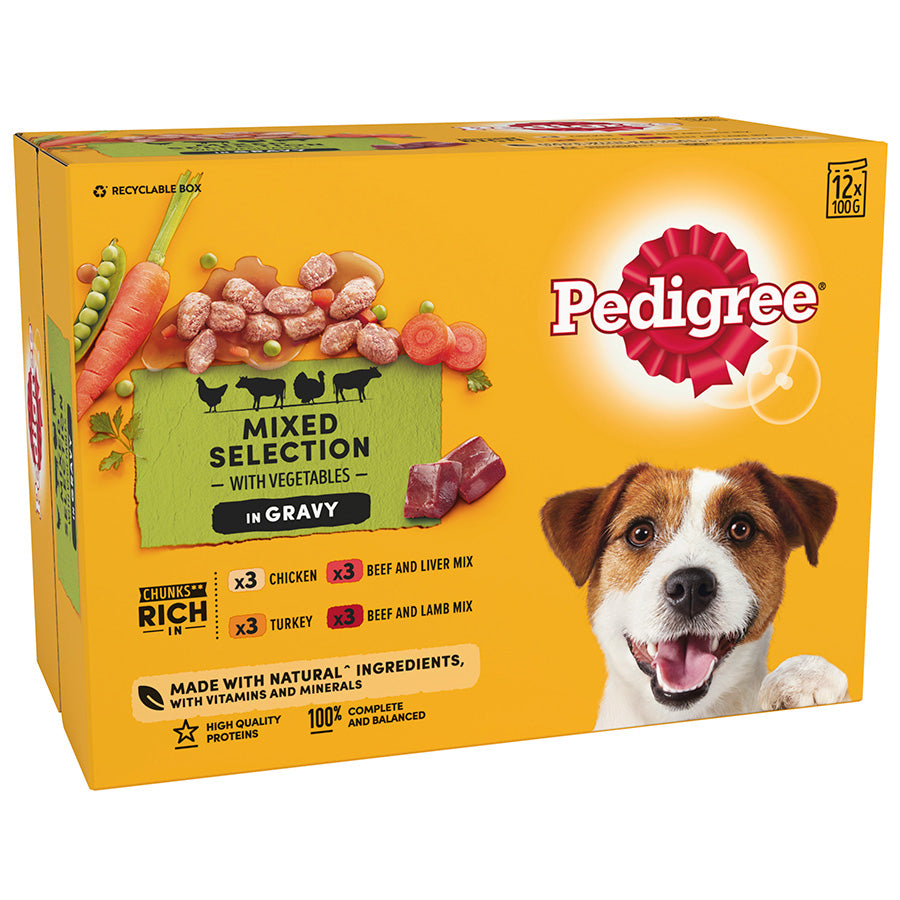 Pedigree Adult Wet Dog Food Mixed Gravy 12x100g