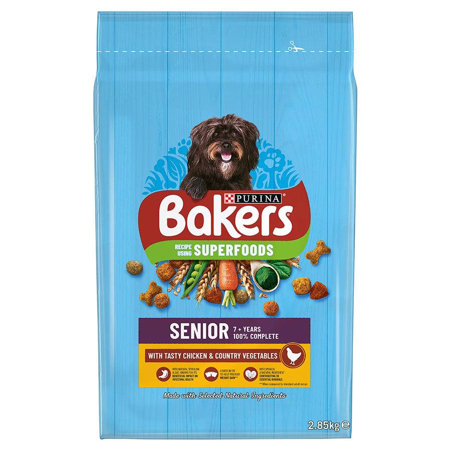 Bakers Senior Dry Dog Food Chicken & Veg 2.85kg