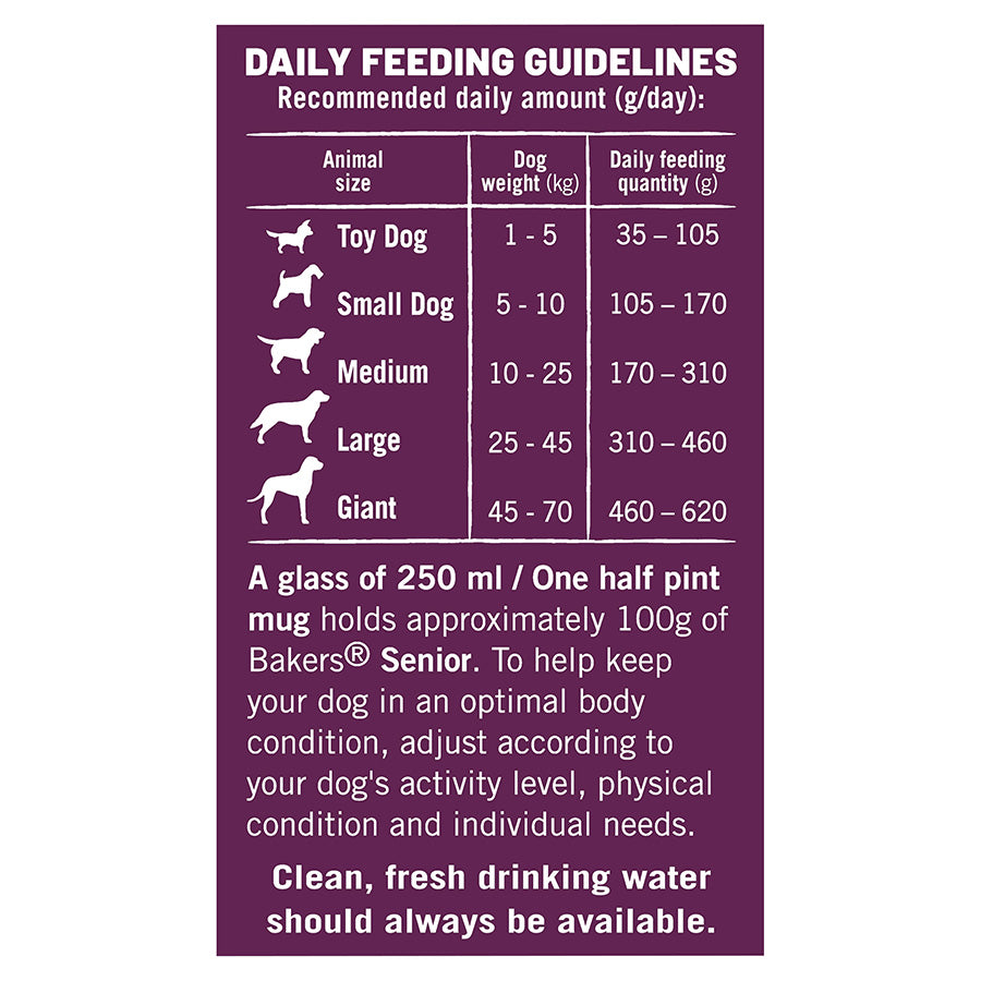 Bakers Senior Dry Dog Food Chicken & Veg 2.85kg
