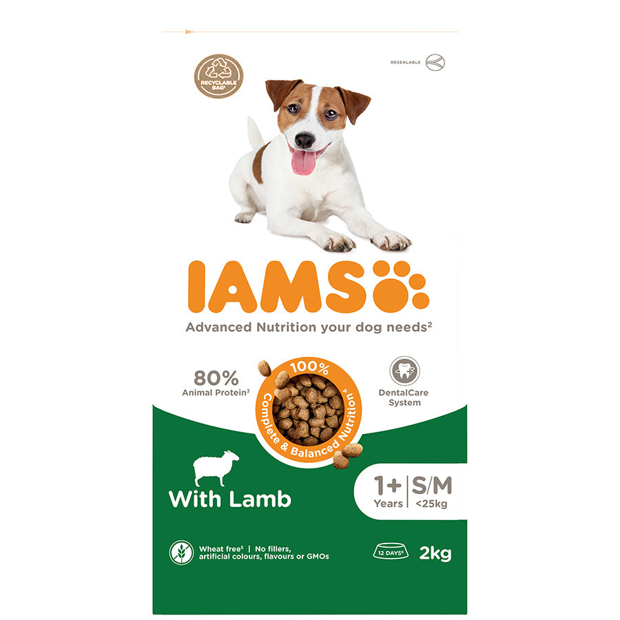 Iams Small & Medium Breed Adult Dry Dog Food Lamb 2kg