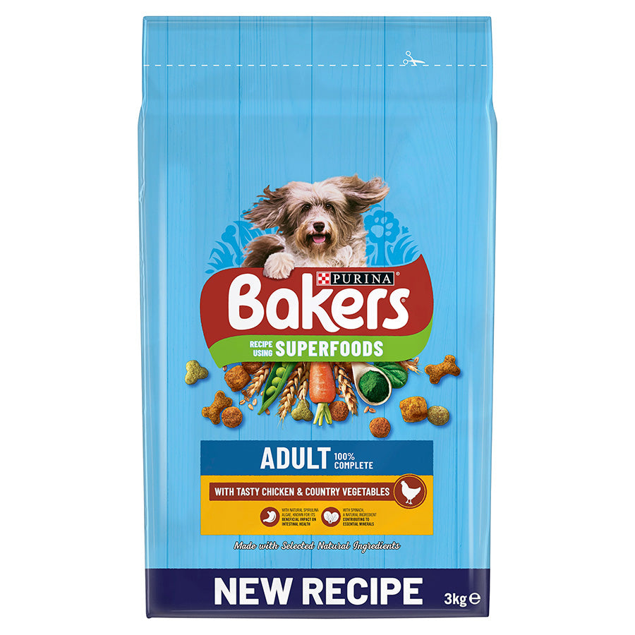 Bakers Adult Dry Dog Food Chicken & Veg 3kg