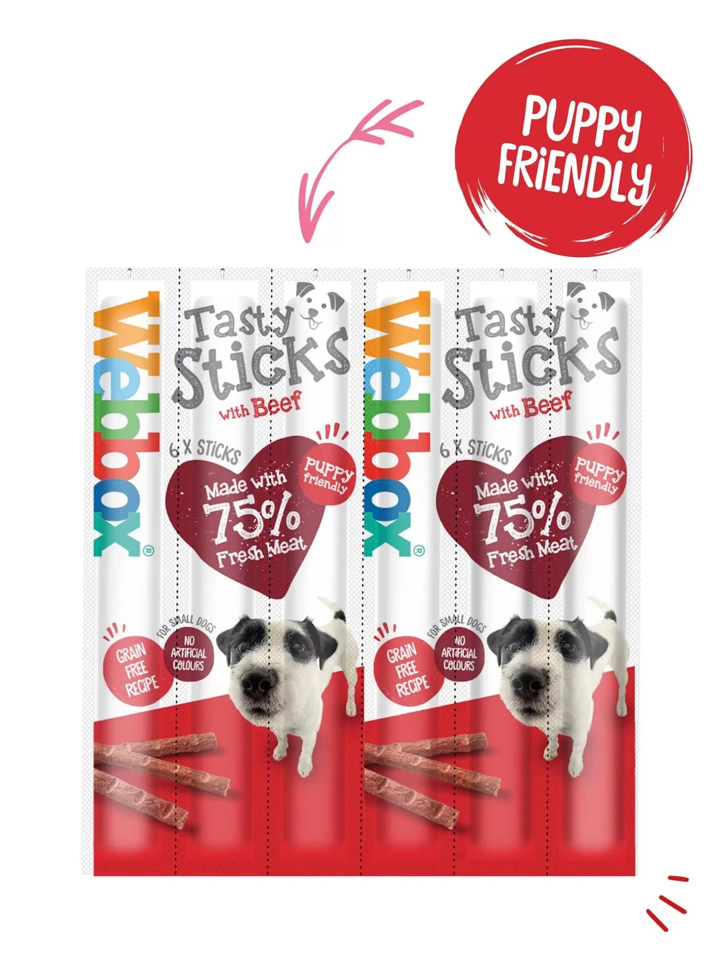 Webbox Tasty Sticks Beef Small 6 sticks