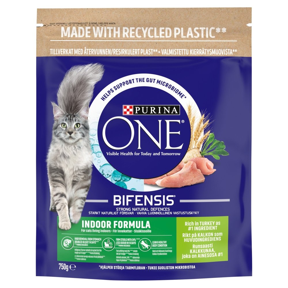 Purina One Adult Indoor Cat Turkey & Wholegrain 750g