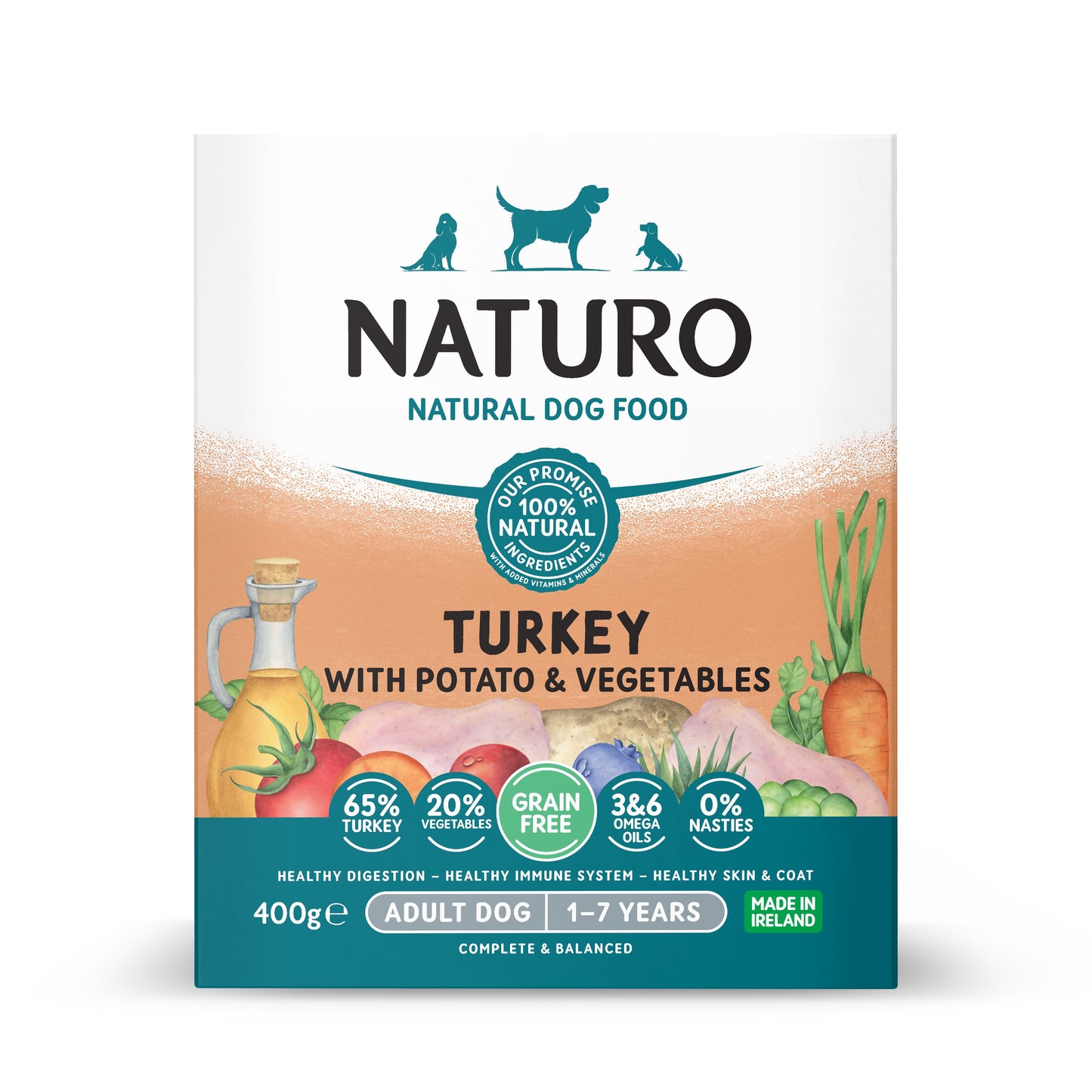 Naturo Adult Grain Free Turkey with Potato & Veg Trays 400g
