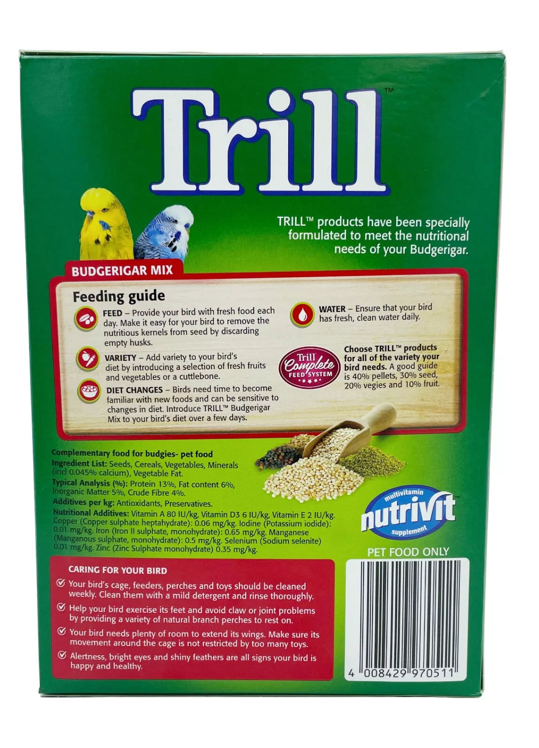 Trill Budgie Food 500g