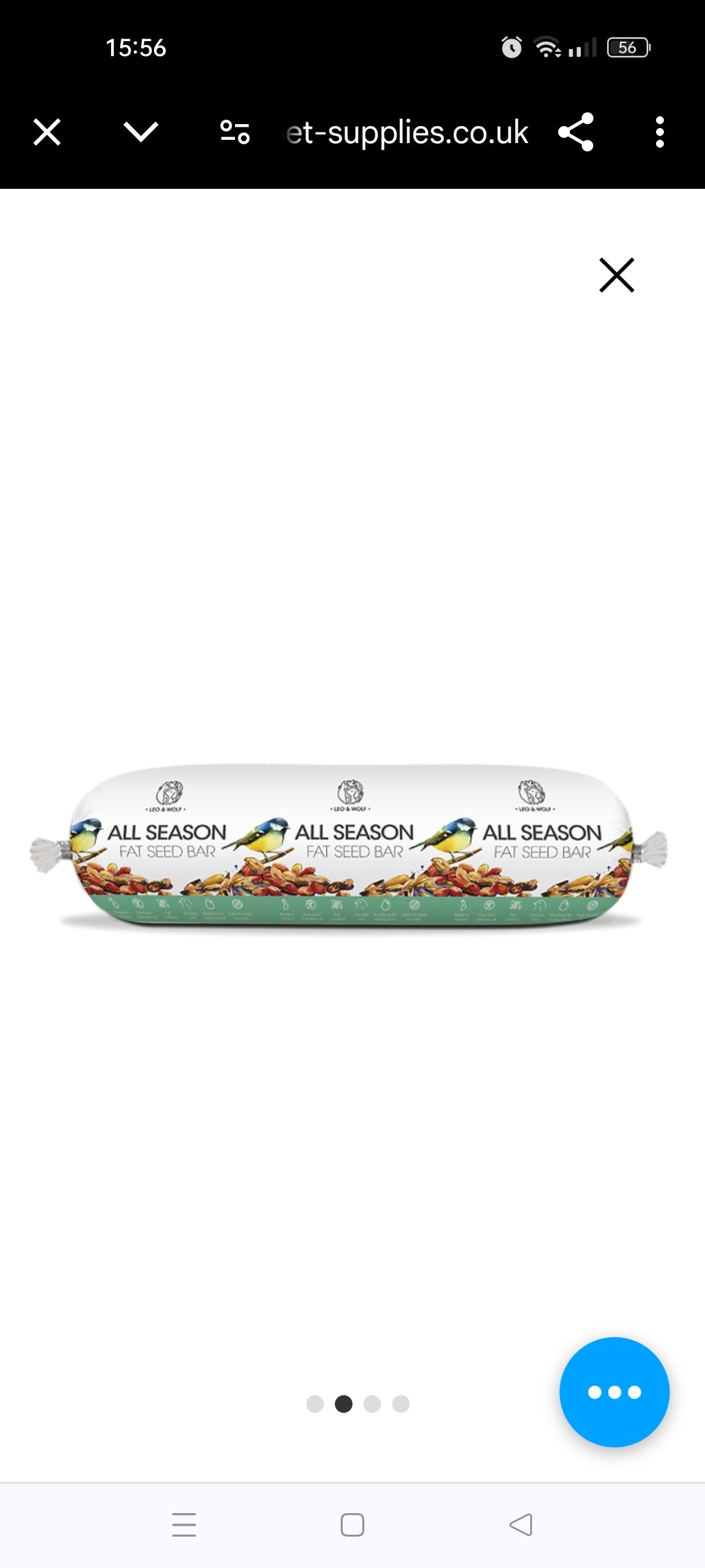 Leo & Wolf Wild Bird Food All Season Fat Seed Bar - 600g