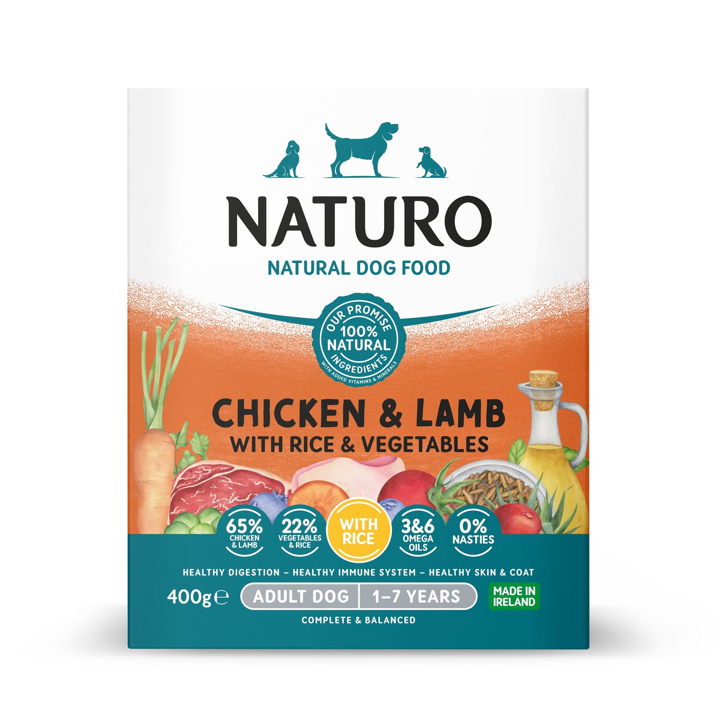 Naturo Adult Chicken & Lamb with Rice & Veg Trays 400g