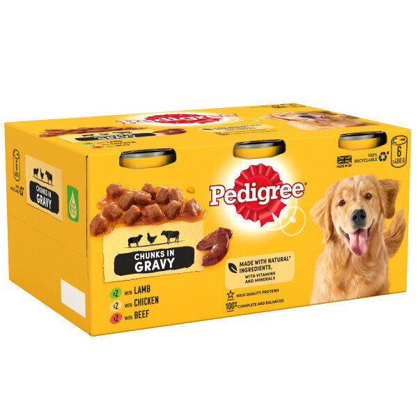 Pedigree Tins in Gravy Mixed 6 x 400g
