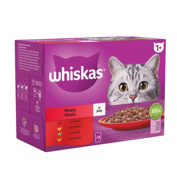 Whiskas Adult 1+ Meaty Meals in Jelly 12 x 85g