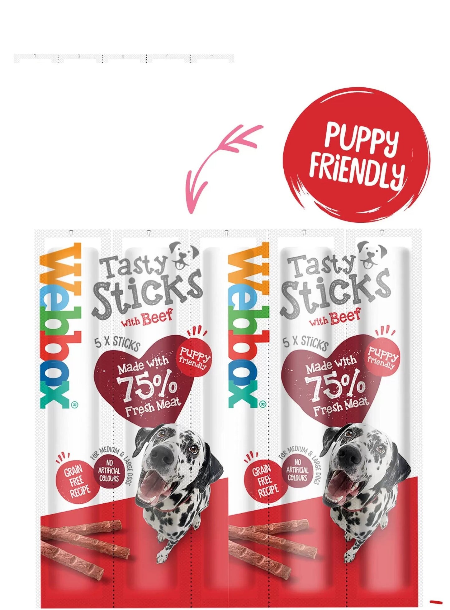 Webbox Tasty Sticks Beef Large 5 Sticks