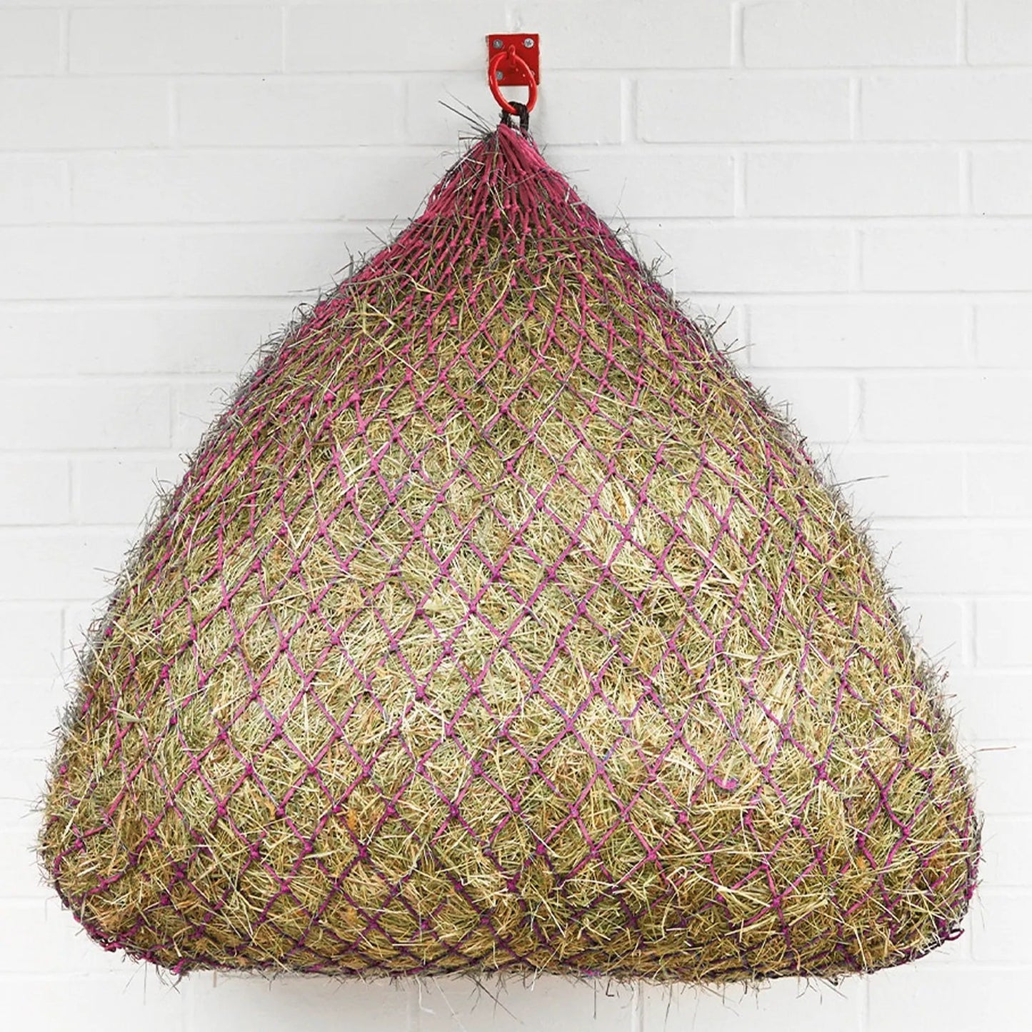 Square Bottom Slow Feeder Hay Net 30" Small Pink/Navy