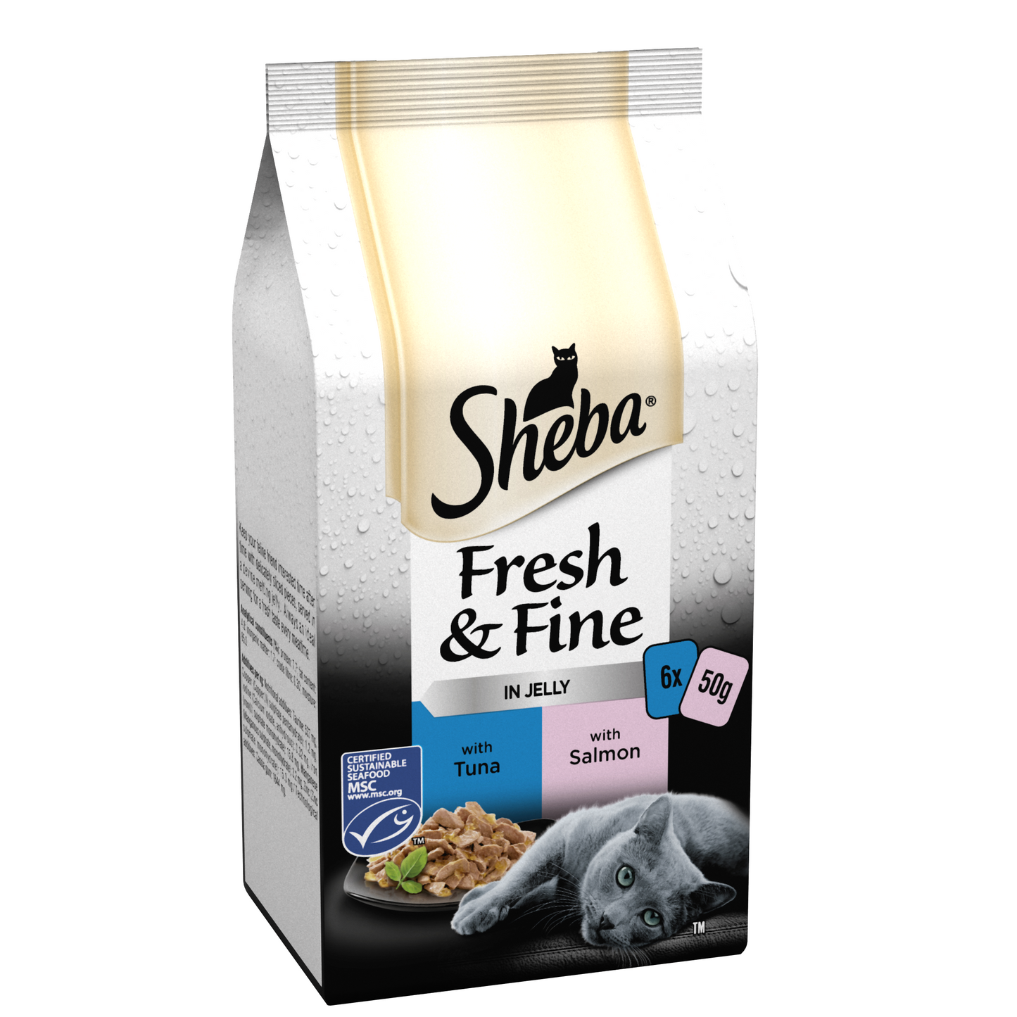 Sheba Fresh & Fine Adult Tuna & Salmon in Jelly Pouches 6 x 50g