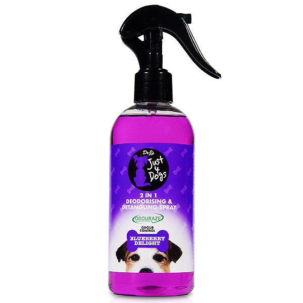 Just 4 Dogs 2 In 1 Deodorising & Detangling Spray Blueberry Delight 300ml