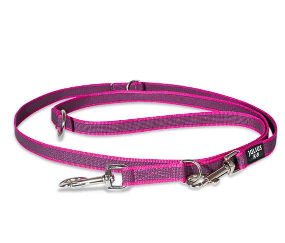 Julius-k9 Color & Gray® Super Grip Double Ended Dog Lead - Thin (20mm) - Adjustable Length