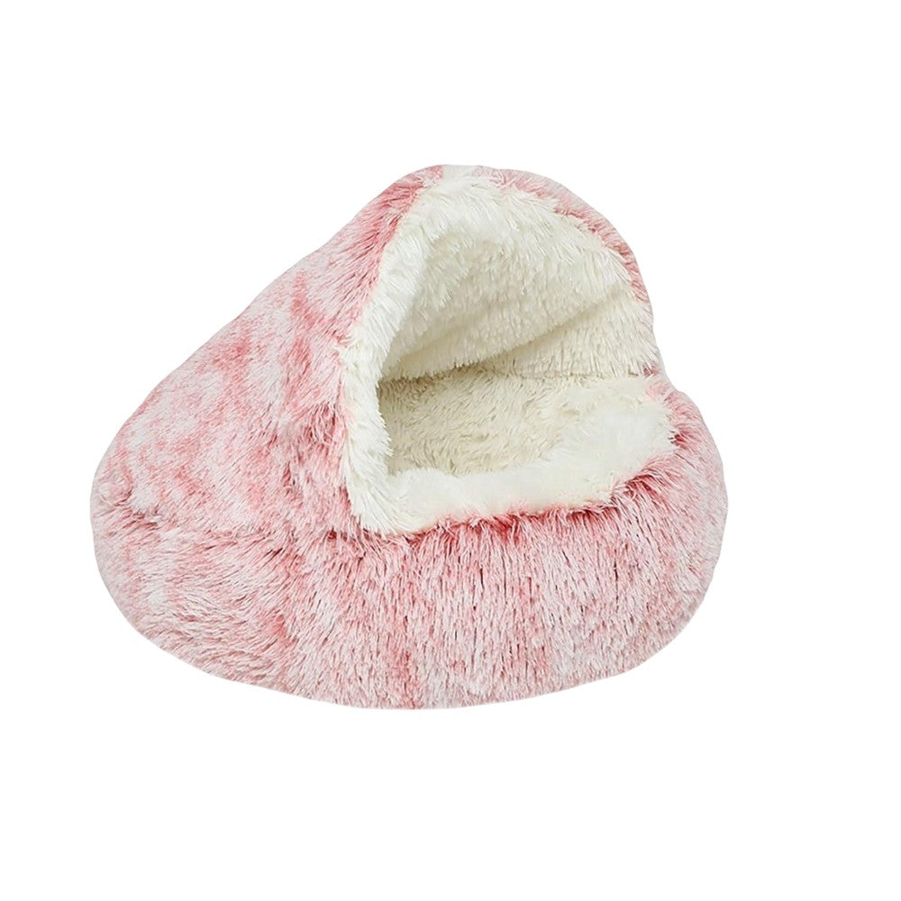 Plush Cozy Cave Pet Bed | Pastel Pink Calming Nest for Dogs & Cats