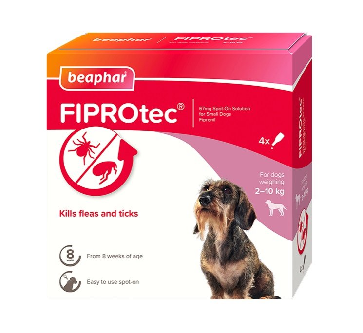 Beaphar FIPROtec Flea & Tick Spot On for Small Dogs (2-10kg) 4 pipettes