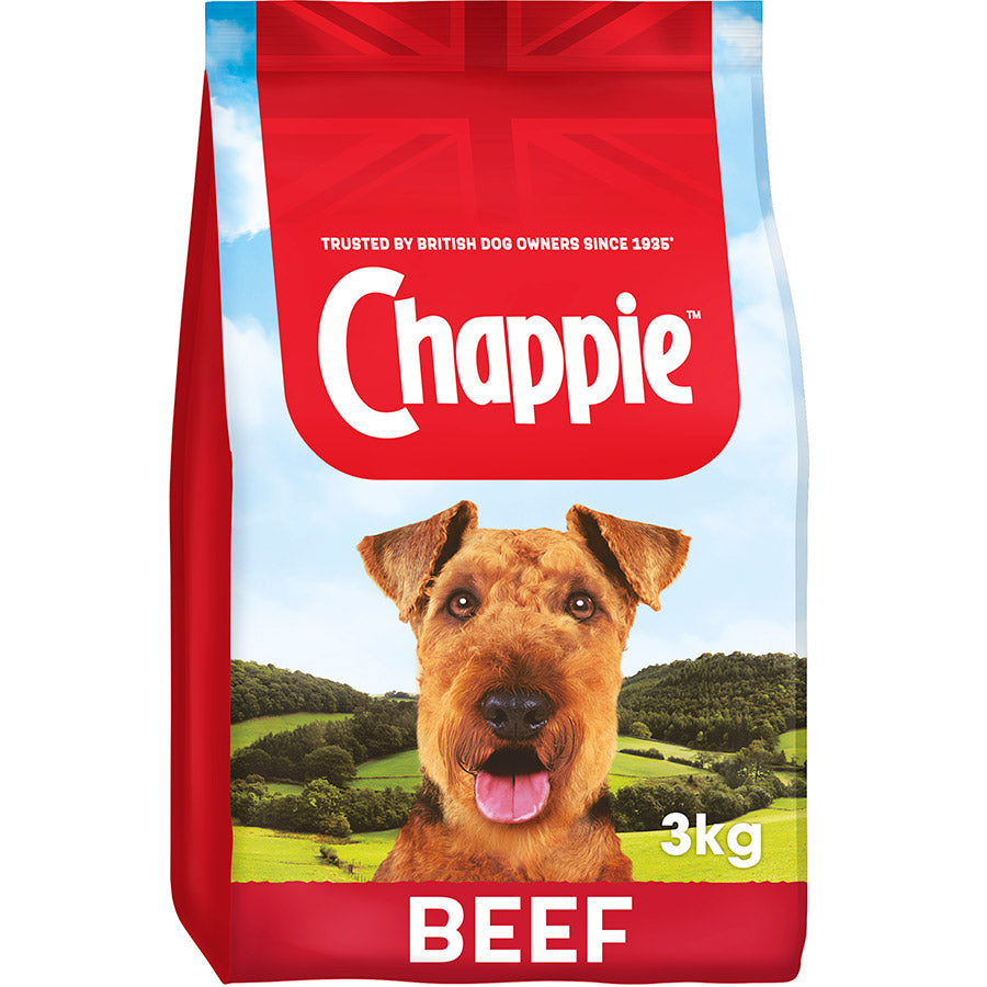 Chappie Complete Adult Dry Dog Food Beef & Wholegrain Cereal 3kg
