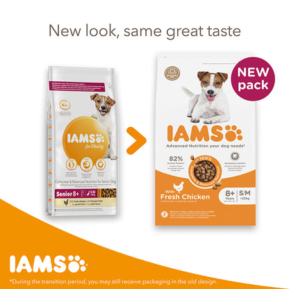 Iams Small & Medium Breed Senior Dry Dog Food Chicken 2kg