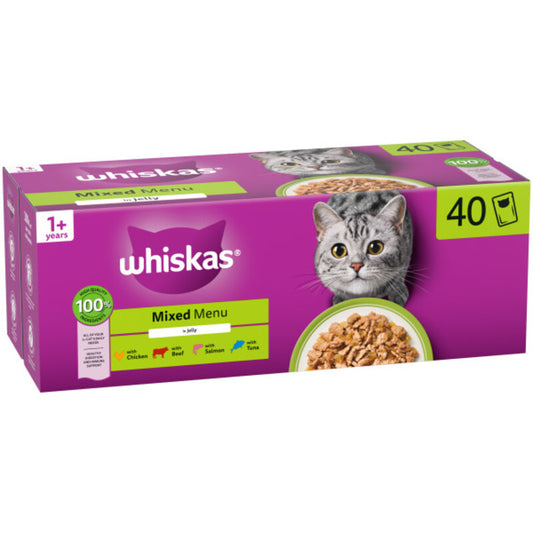 Whiskas Adult 1+ Mixed Menu in Jelly Pouches 85g x 40