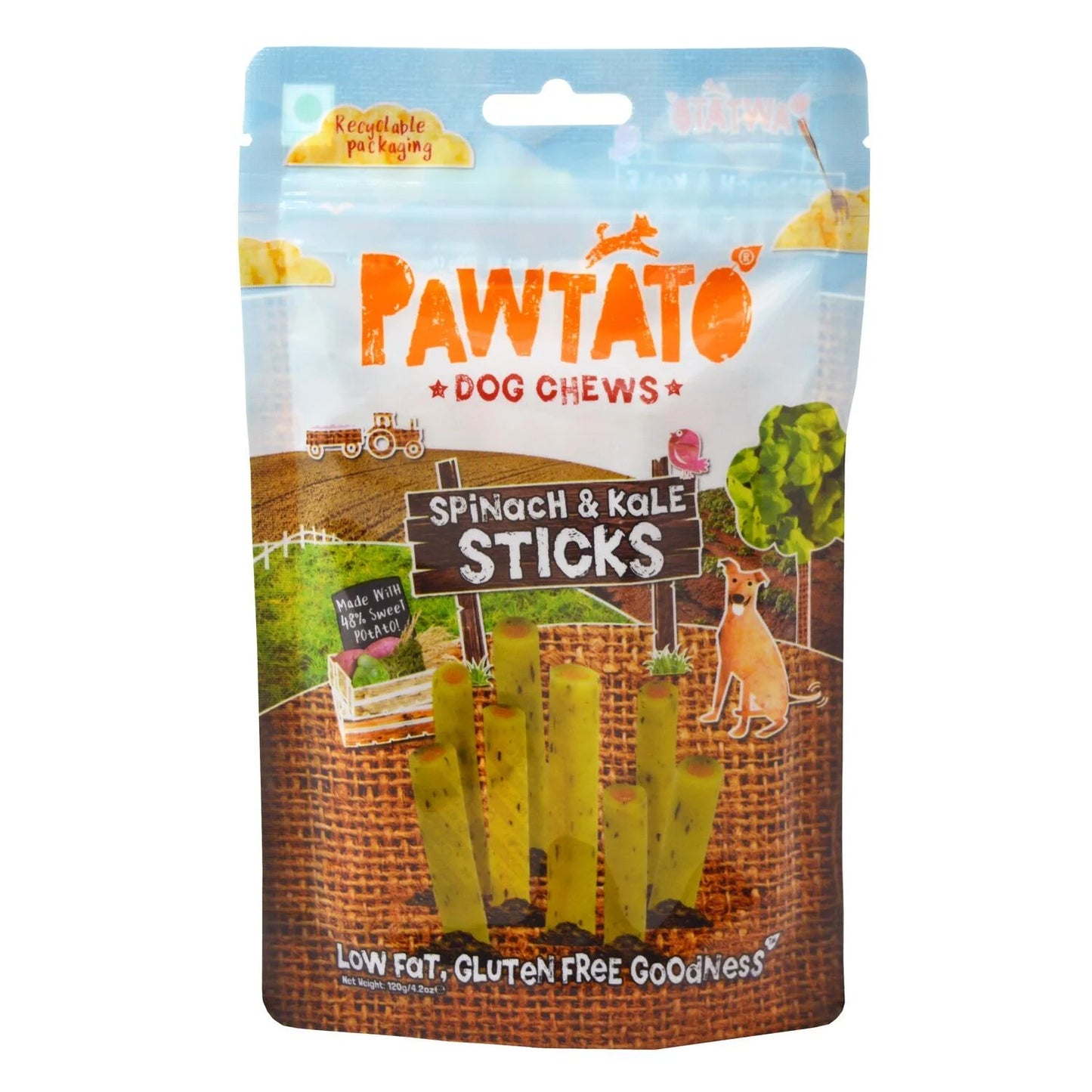 PAWTATO STICKS WITH SPINACH & KALE 120G