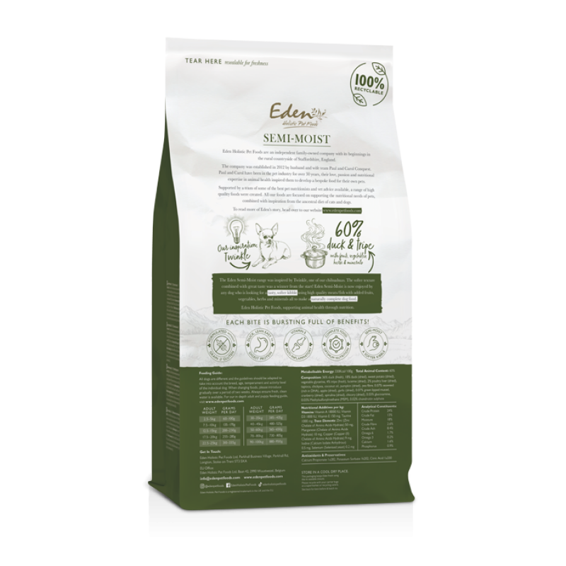 Eden 60/40 Succulent Semi-Moist Duck & Tripe 10kg